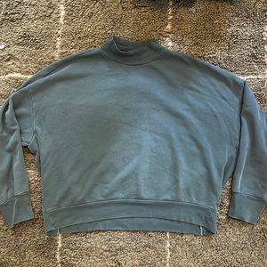 NSF vintage style sweatshirt in grey/green. Wide cropped fit mock neck. Sz M